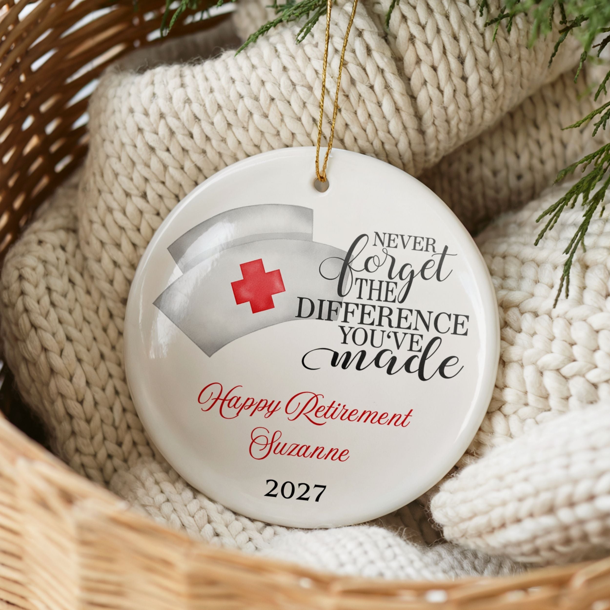 Nurse Retirement Ornament, Personalized Retired RN Gift