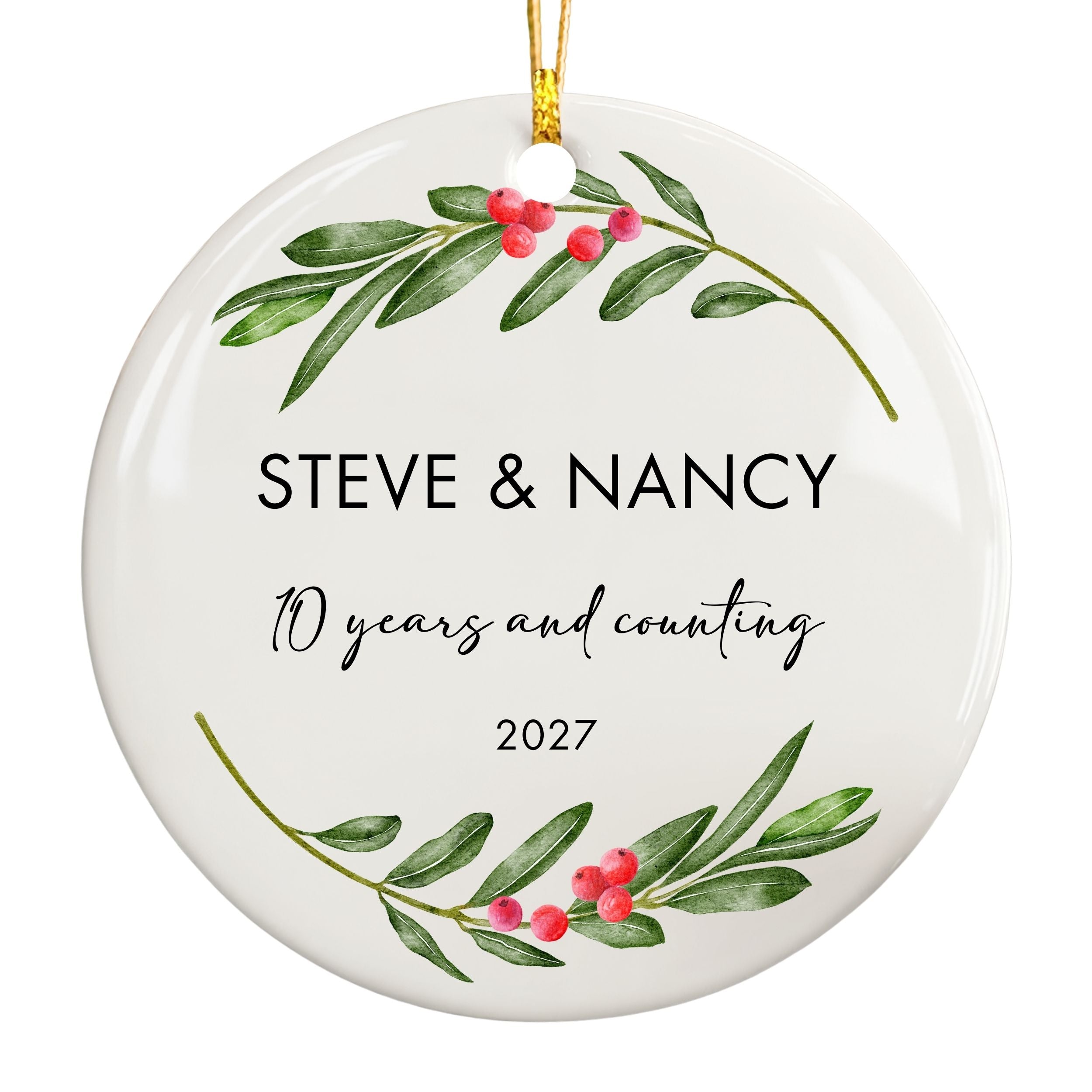 Custom Wedding Anniversary Gift, Personalized Christmas Ornament