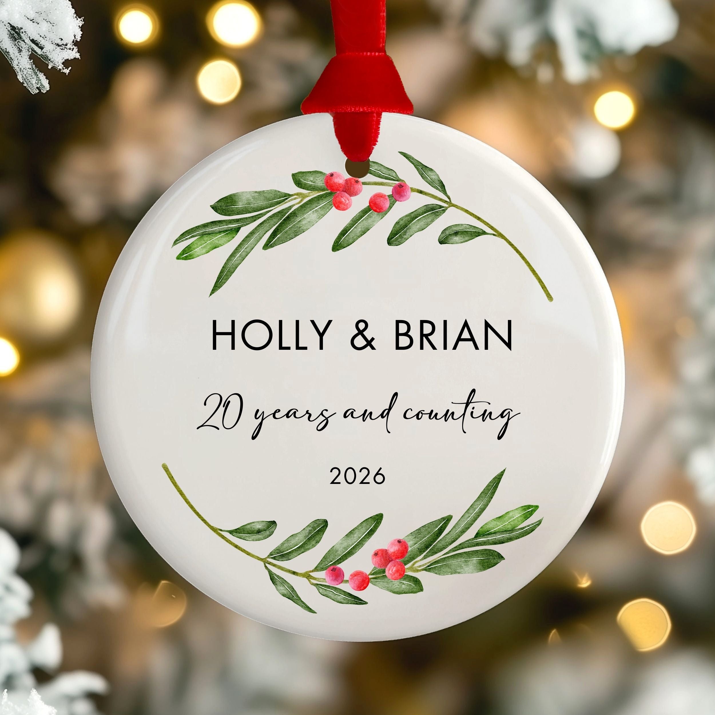 Custom Wedding Anniversary Gift, Personalized Christmas Ornament