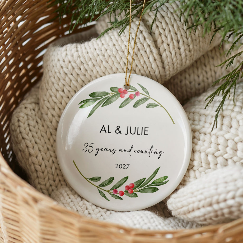Custom Wedding Anniversary Gift, Personalized Christmas Ornament