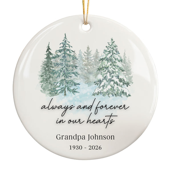 Memorial Ornament, Personalized Sympathy Gift, Always and Forever