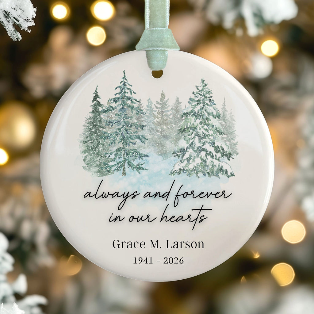 Memorial Ornament, Personalized Sympathy Gift, Always and Forever