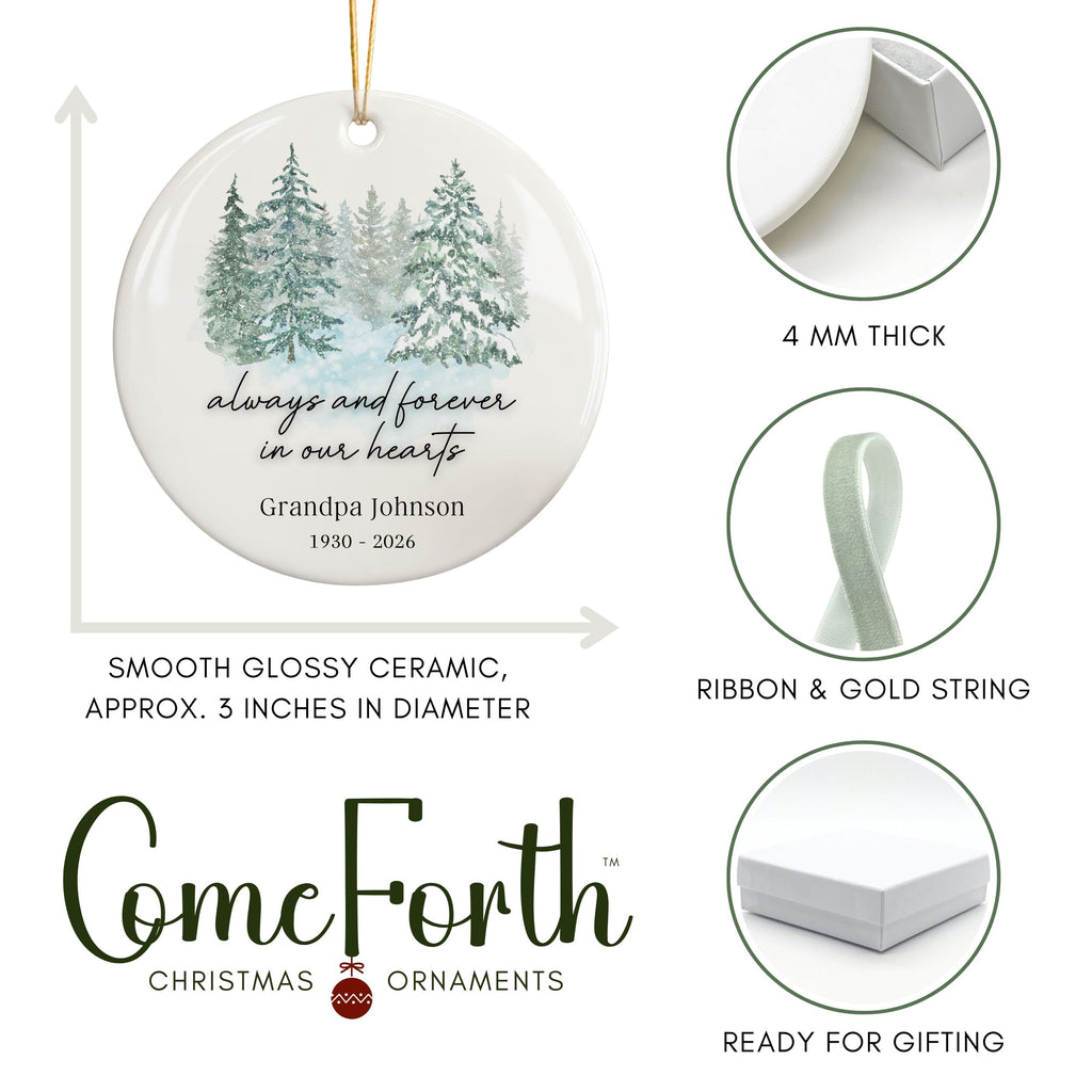 Memorial Ornament, Personalized Sympathy Gift, Always and Forever