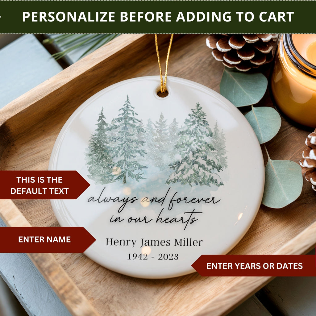 Memorial Ornament, Personalized Sympathy Gift, Always and Forever
