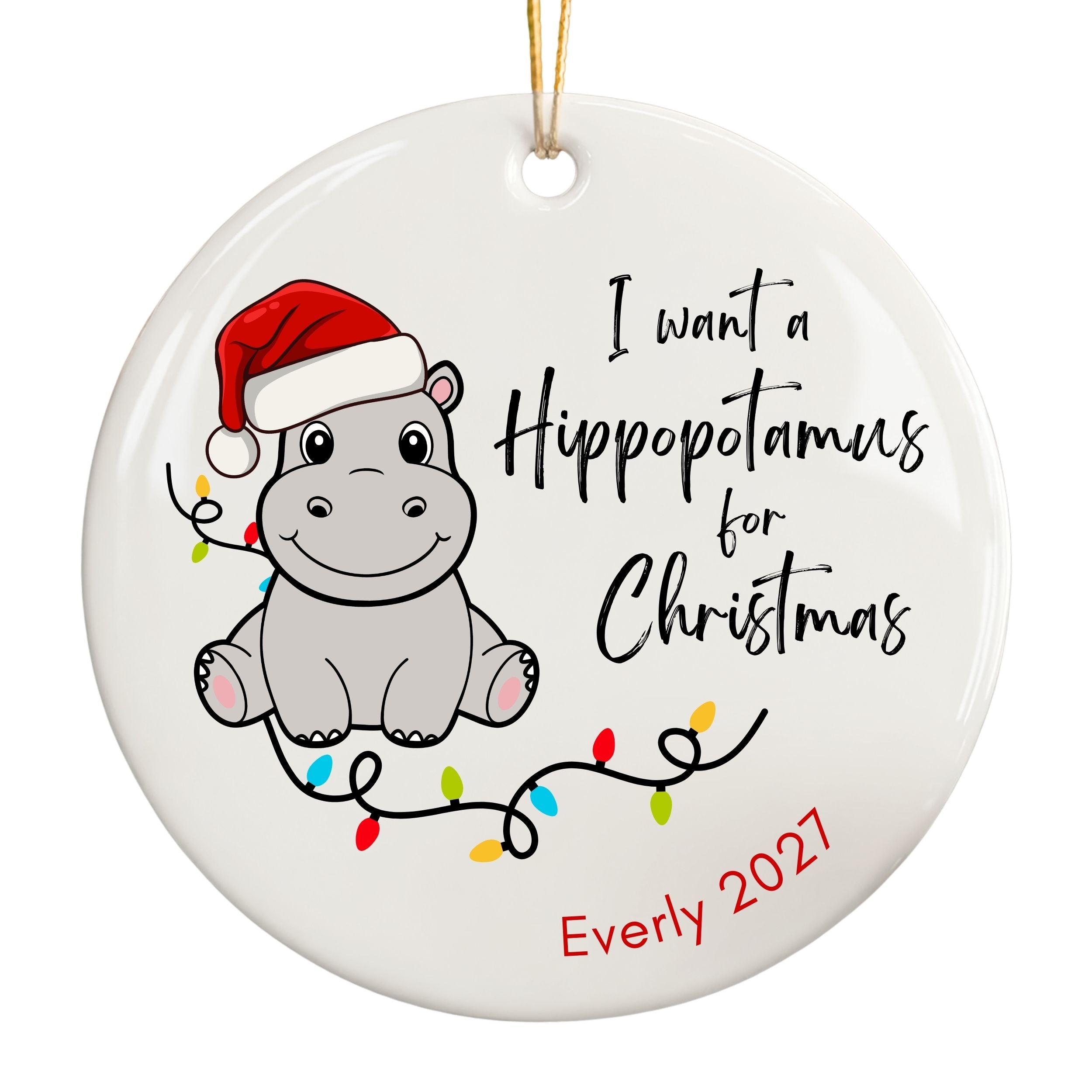 Personalized Ornaments for Kids, Hippopotamus for Christmas Song