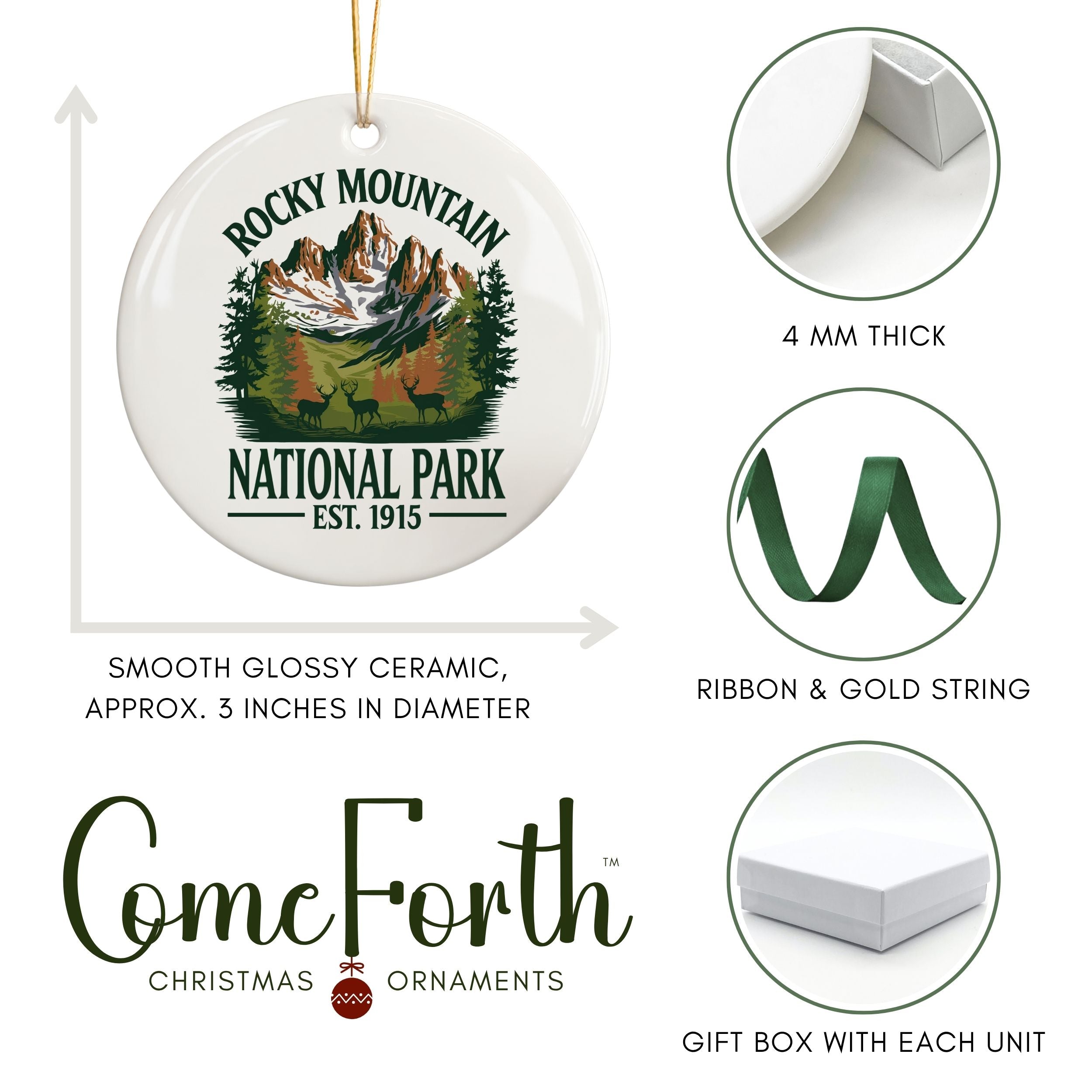 Rocky Mountain National Park Christmas Ornament, Wholesale Case of 4