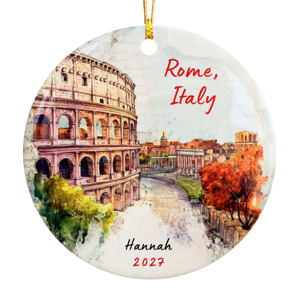 Personalized Rome Christmas Ornament, Italy Travel Gift