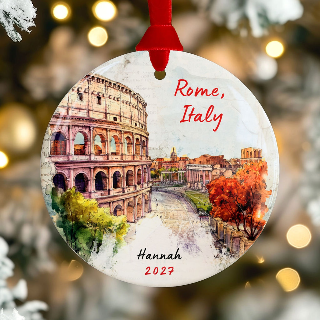 Personalized Rome Christmas Ornament, Italy Travel Gift