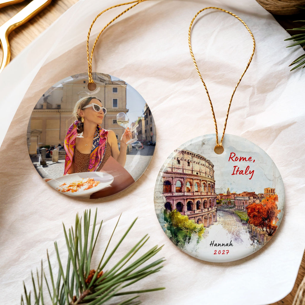 Personalized Rome Christmas Ornament, Italy Travel Gift