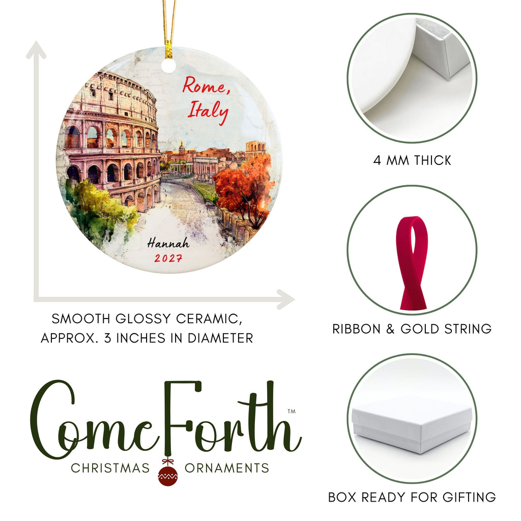 Personalized Rome Christmas Ornament, Italy Travel Gift