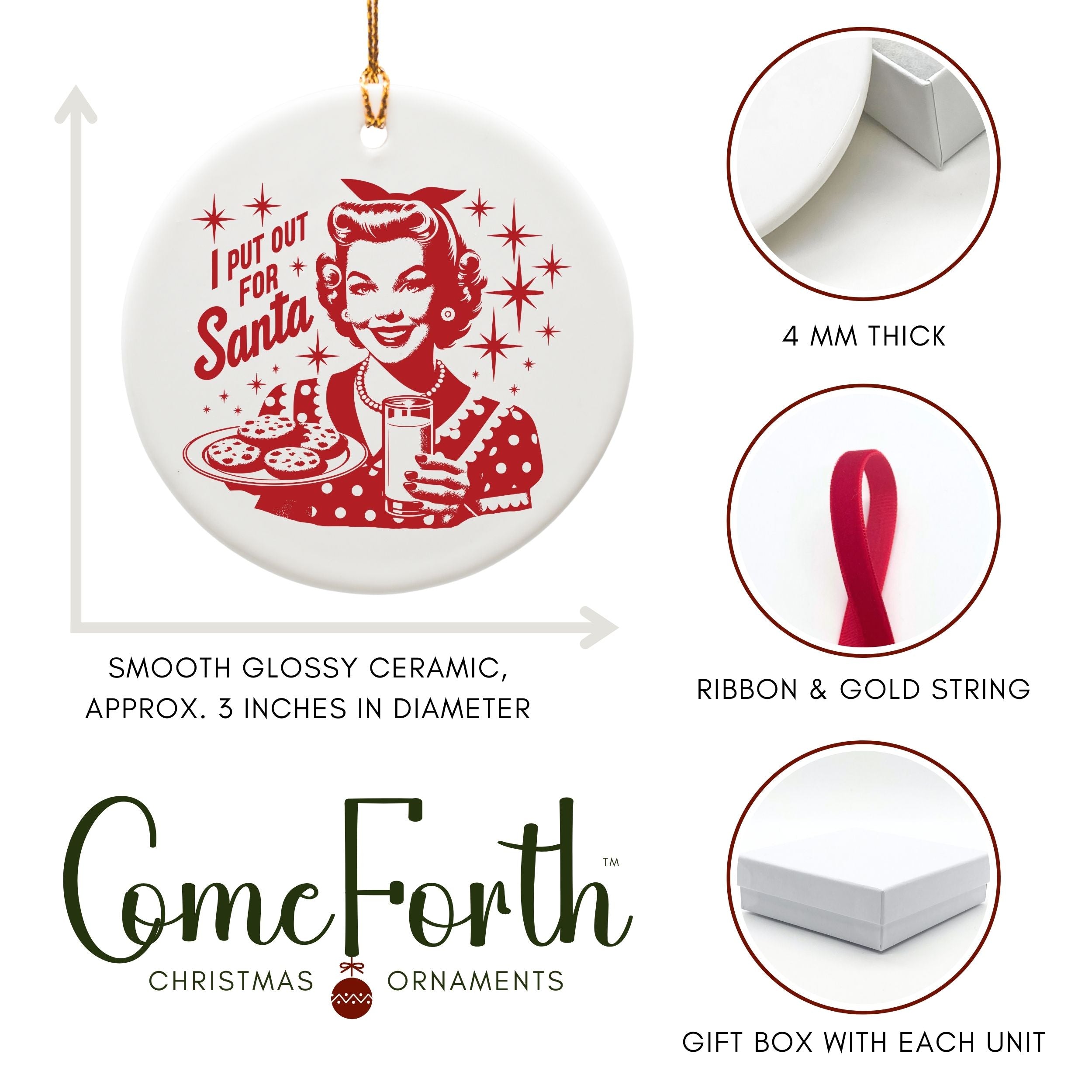 Sarcastic Christmas Ornaments, Funny Holiday Sayings Gifts, Wholesale Case of 4