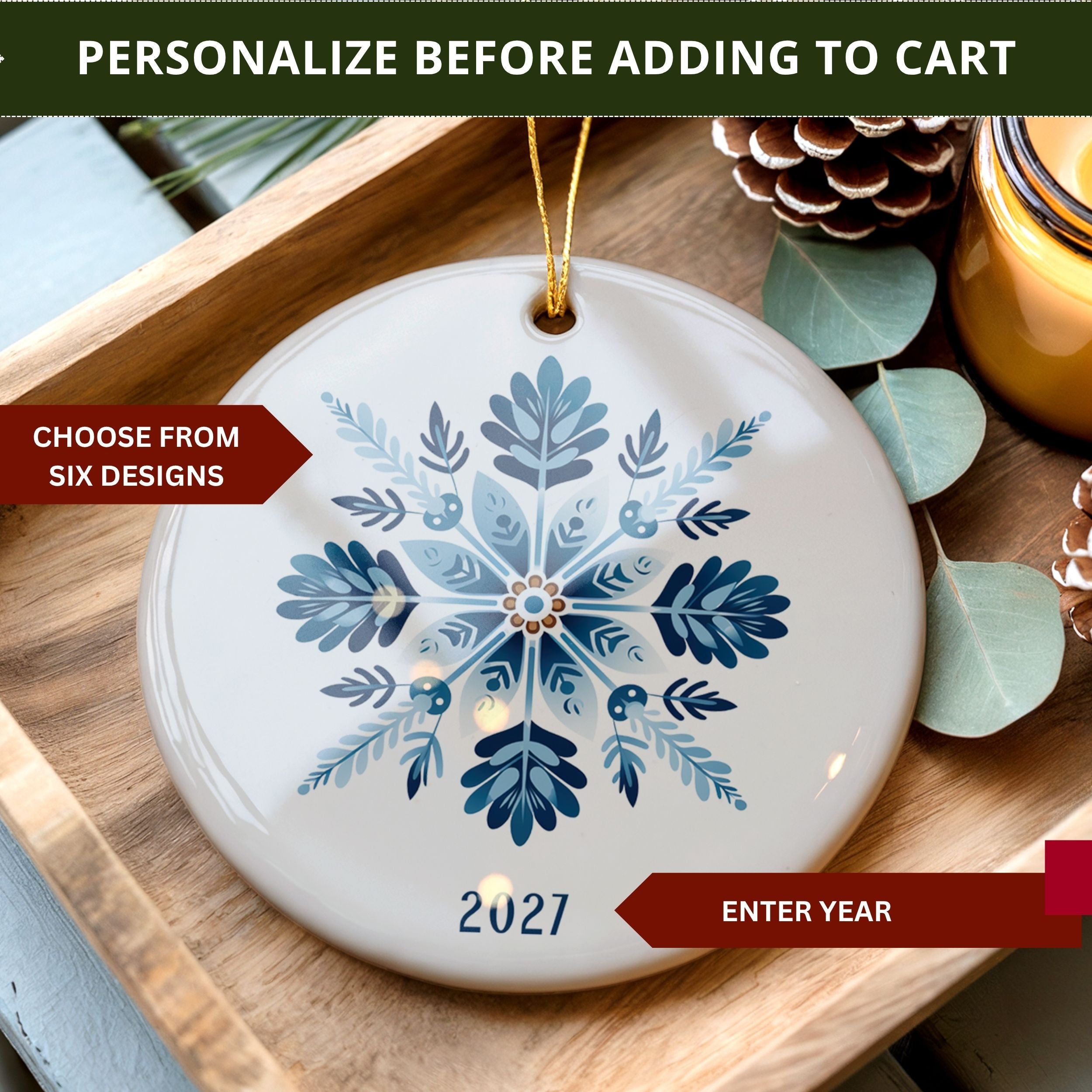 Scandinavian Ornaments, Annual Year Christmas Tree Ornament