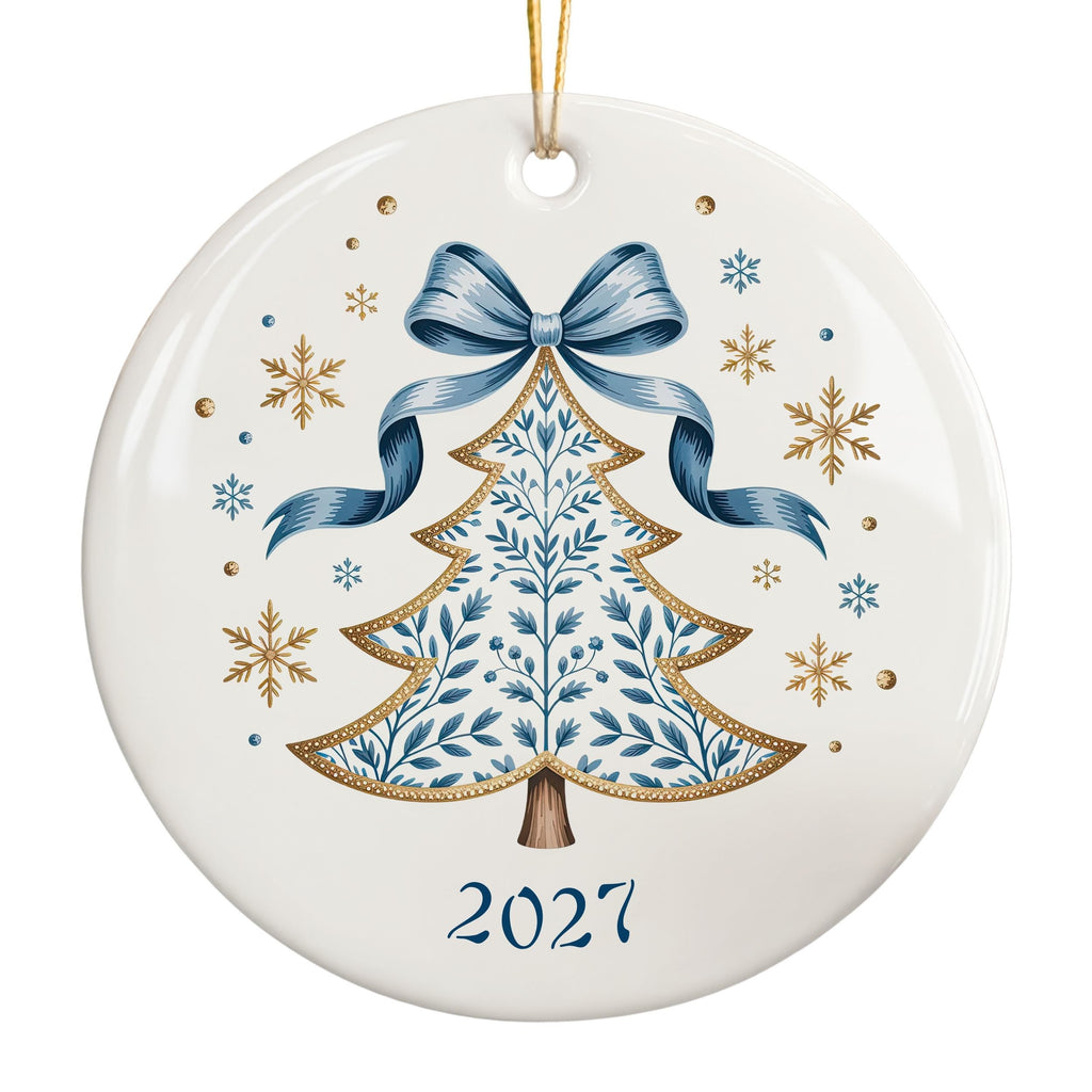 Scandinavian Christmas Tree Ornament, Personalized Annual Photo Keepsake