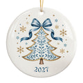 Scandinavian Christmas Tree Ornament, Personalized Annual Photo Keepsake