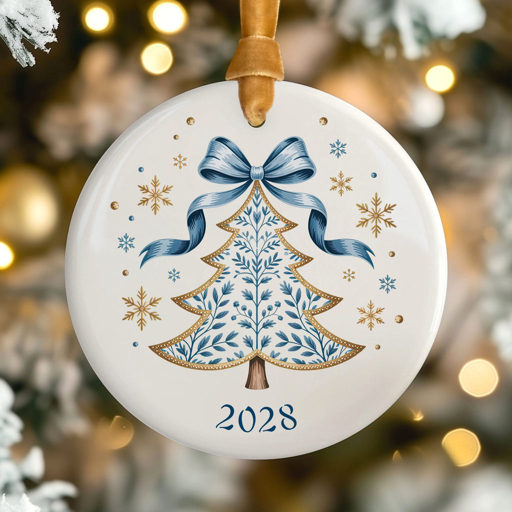 Scandinavian Christmas Tree Ornament, Personalized Annual Photo Keepsake