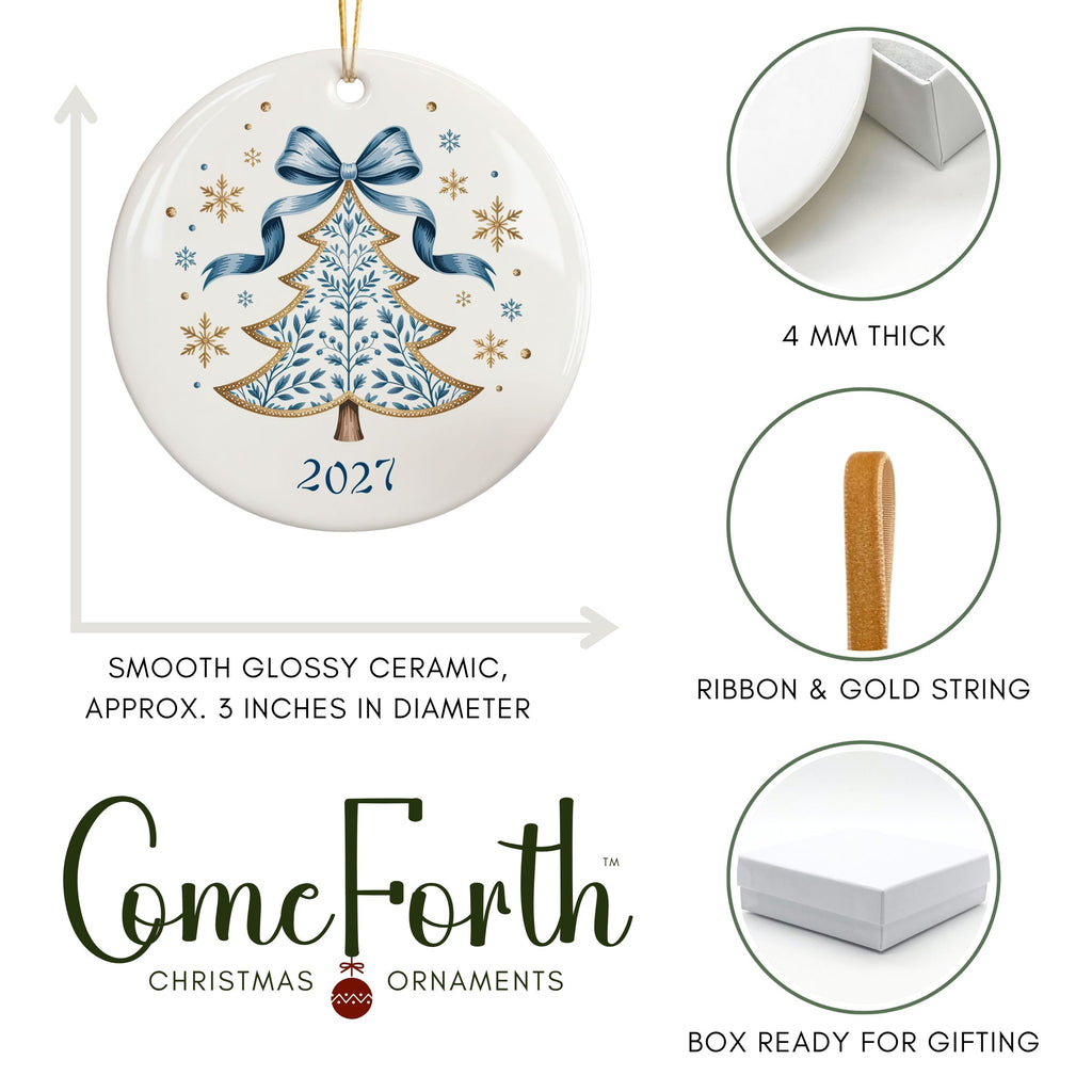 Scandinavian Christmas Tree Ornament, Personalized Annual Photo Keepsake