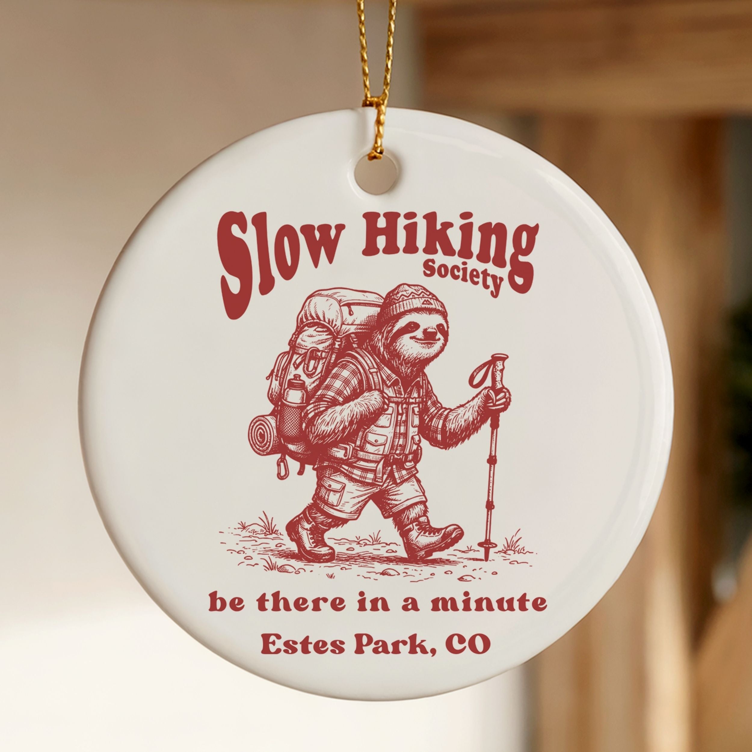 Slow Hiking Society Christmas Ornament, Custom Souvenir, Wholesale Case of 4