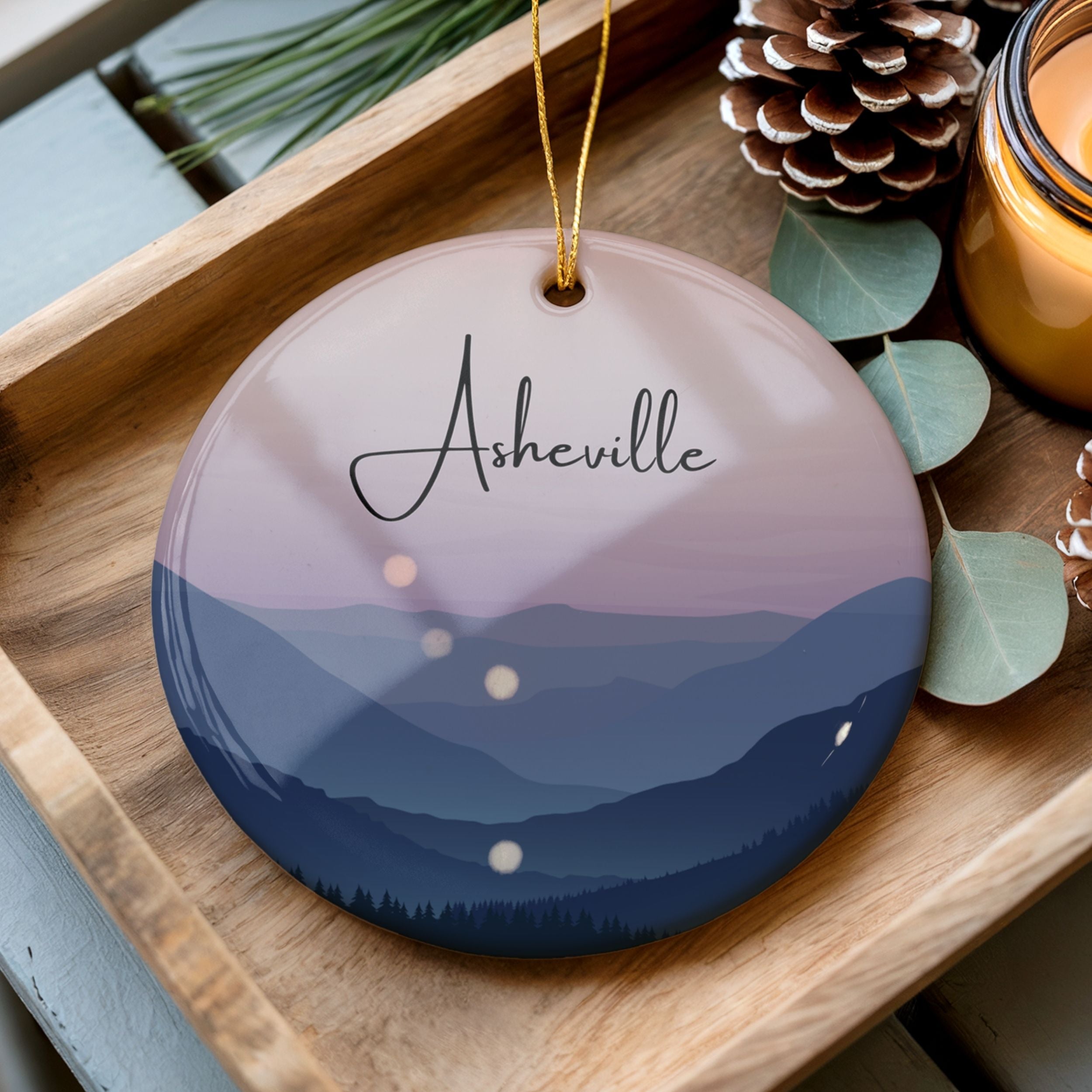 Smoky Mountain Christmas Ornament, Custom Hotel Resort Souvenir, Wholesale Case of 4