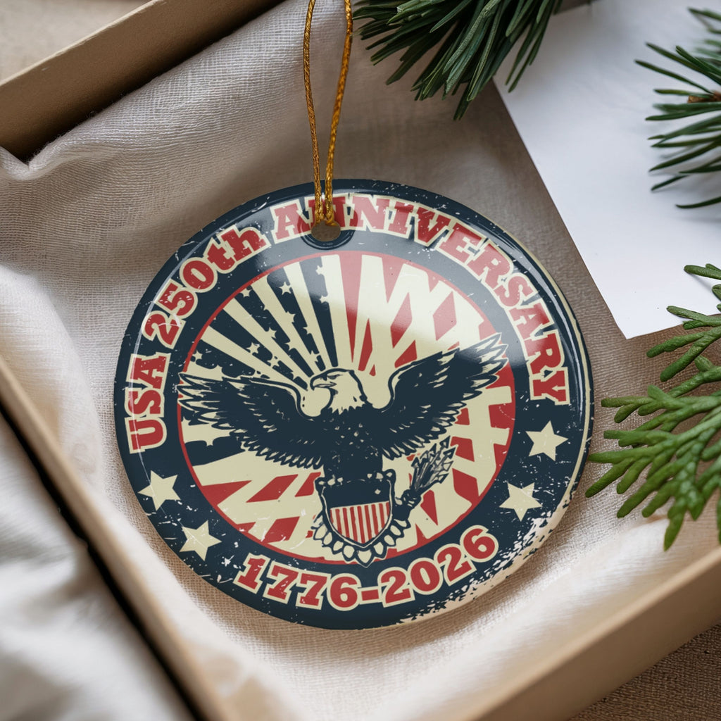 250th United States Vintage Christmas Ornament, American Anniversary Gift, Wholesale Case of 4