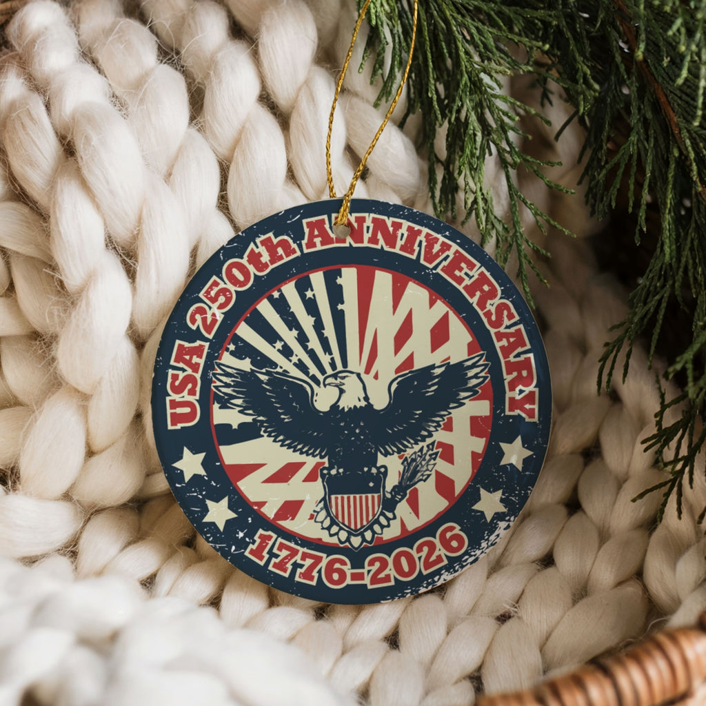 250th United States Vintage Christmas Ornament, American Anniversary Gift, Wholesale Case of 4