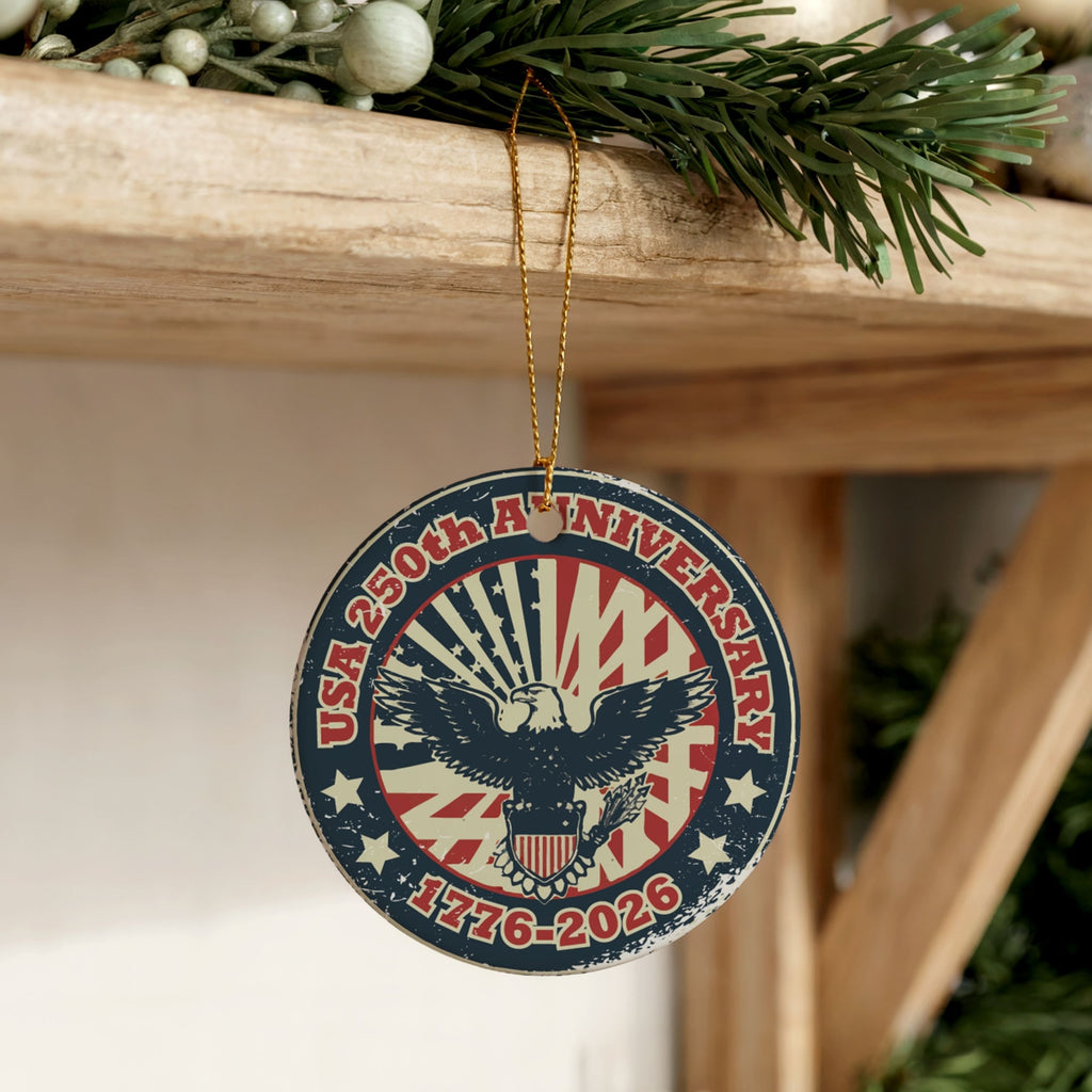 250th United States Vintage Christmas Ornament, American Anniversary Gift, Wholesale Case of 4