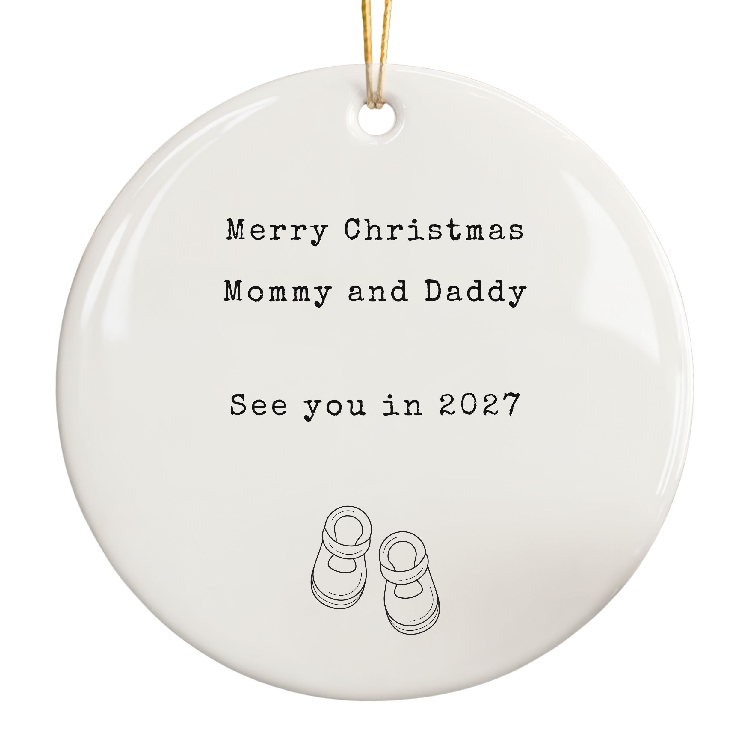 Expecting Baby Christmas Ornament, Personalized Grandparents Pregnancy Reveal