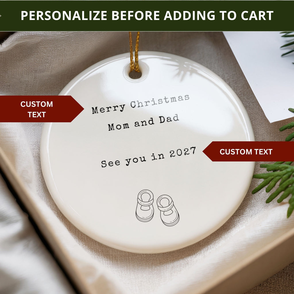 Expecting Baby Christmas Ornament, Personalized Grandparents Pregnancy Reveal