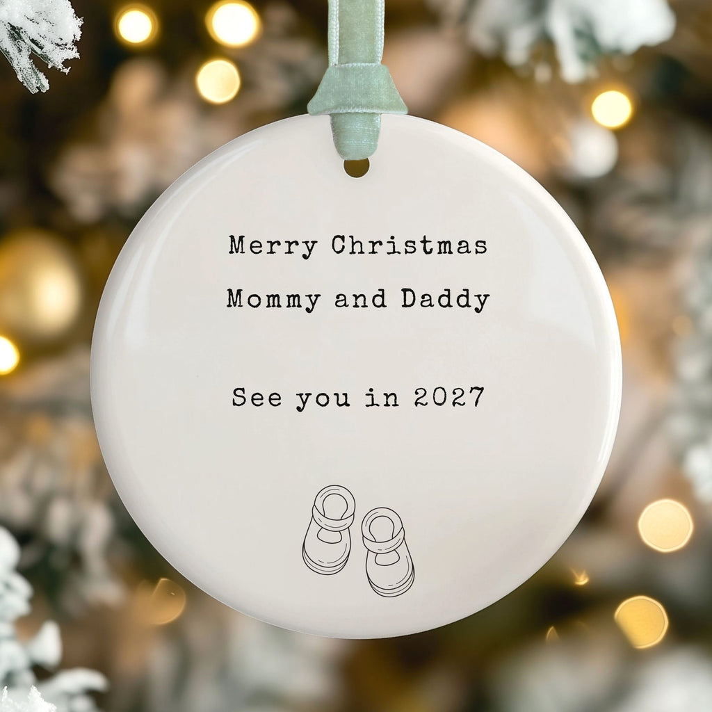 Expecting Baby Christmas Ornament, Personalized Grandparents Pregnancy Reveal