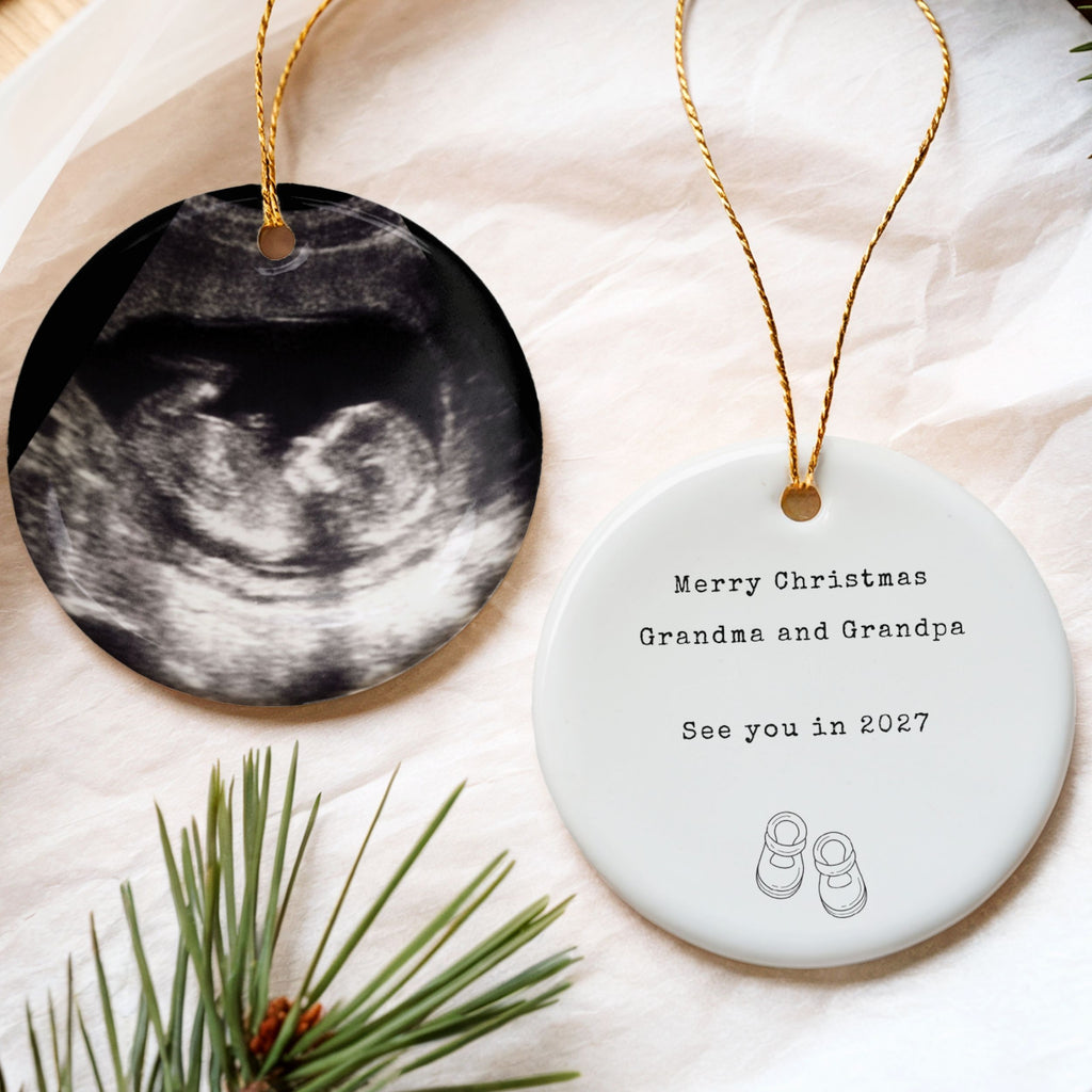 Expecting Baby Christmas Ornament, Personalized Grandparents Pregnancy Reveal
