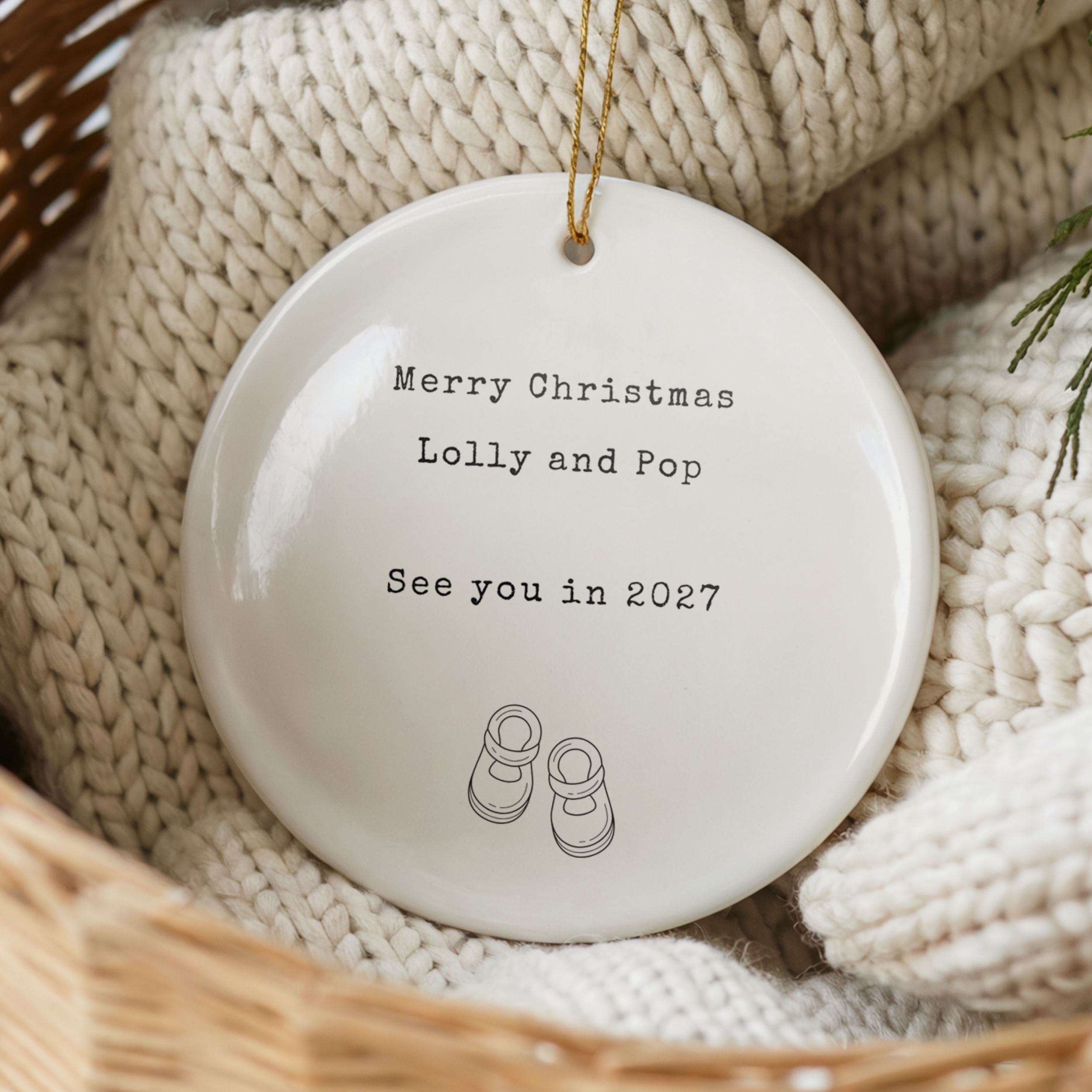 Expecting Baby Christmas Ornament, Personalized Grandparents Pregnancy Reveal