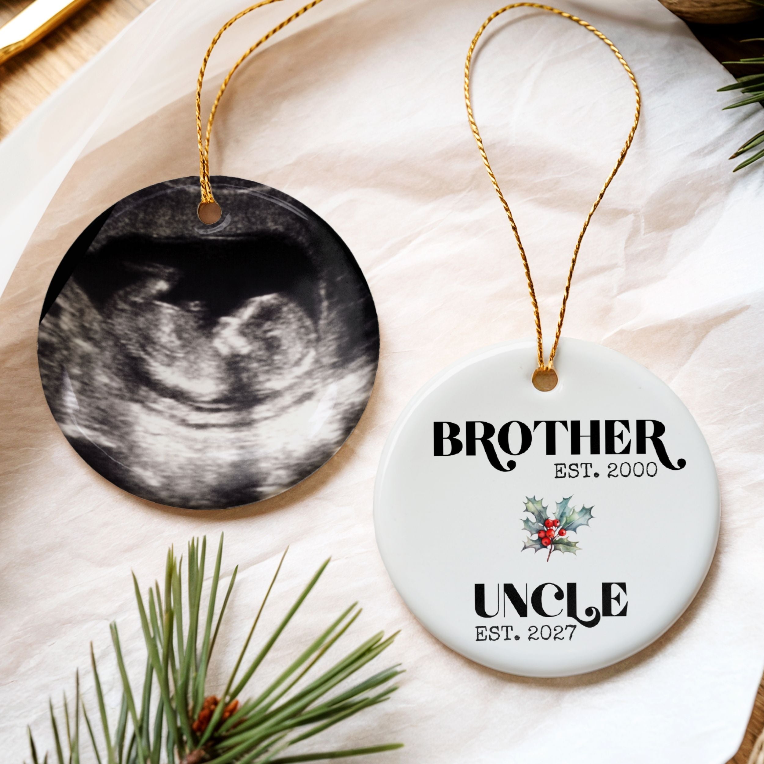 Promoted to Uncle Christmas Ornament, New Uncle Gift for Brother