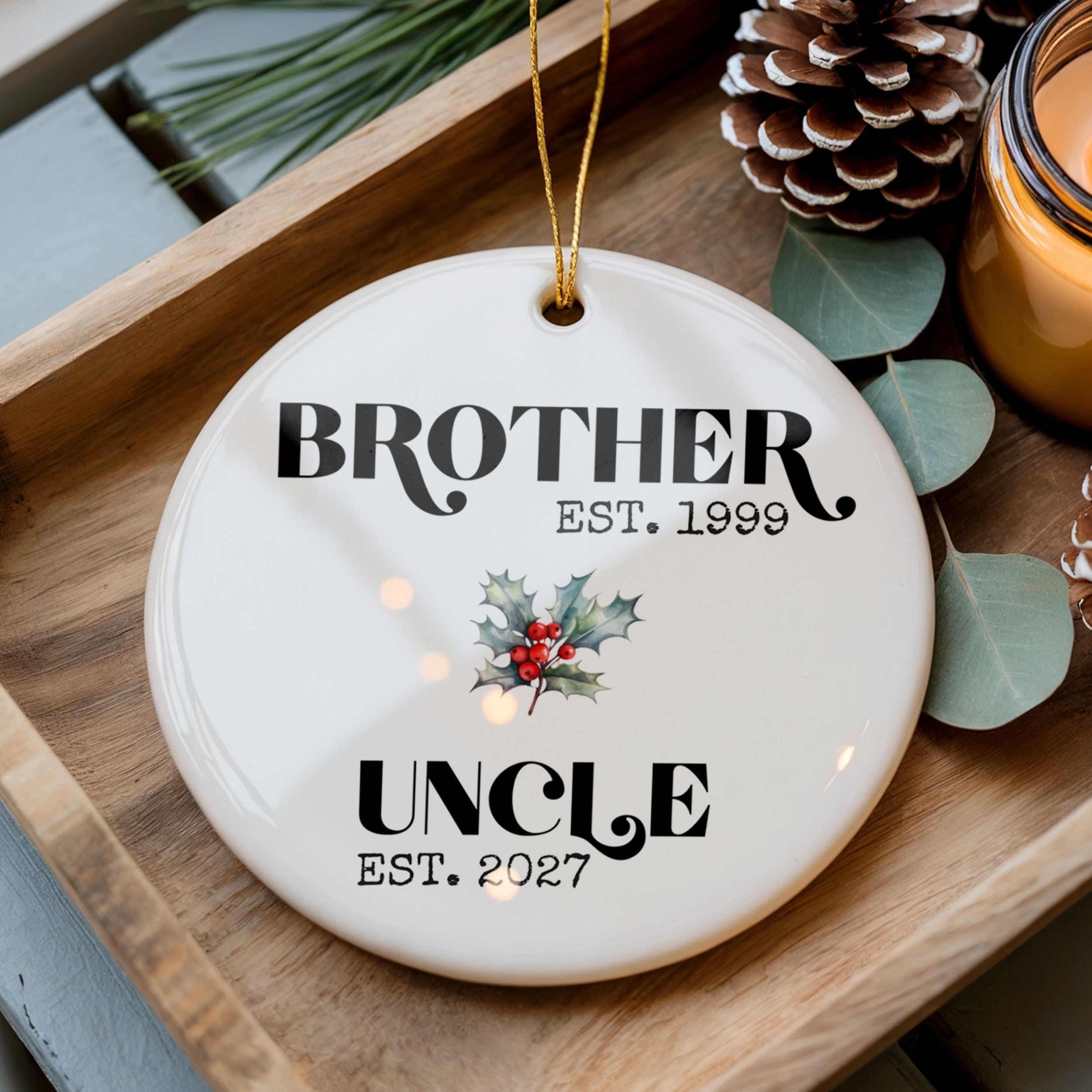 Promoted to Uncle Christmas Ornament, New Uncle Gift for Brother