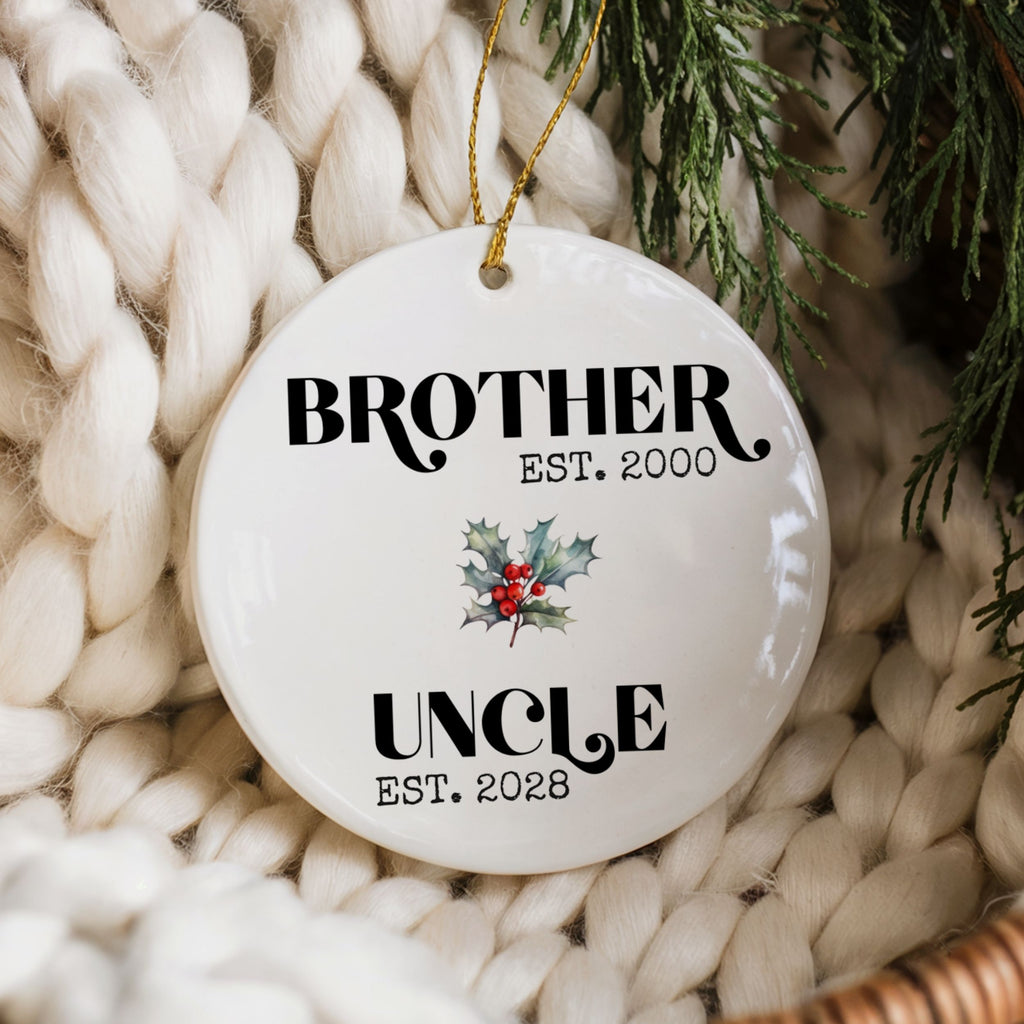 Promoted to Uncle Christmas Ornament, New Uncle Gift for Brother