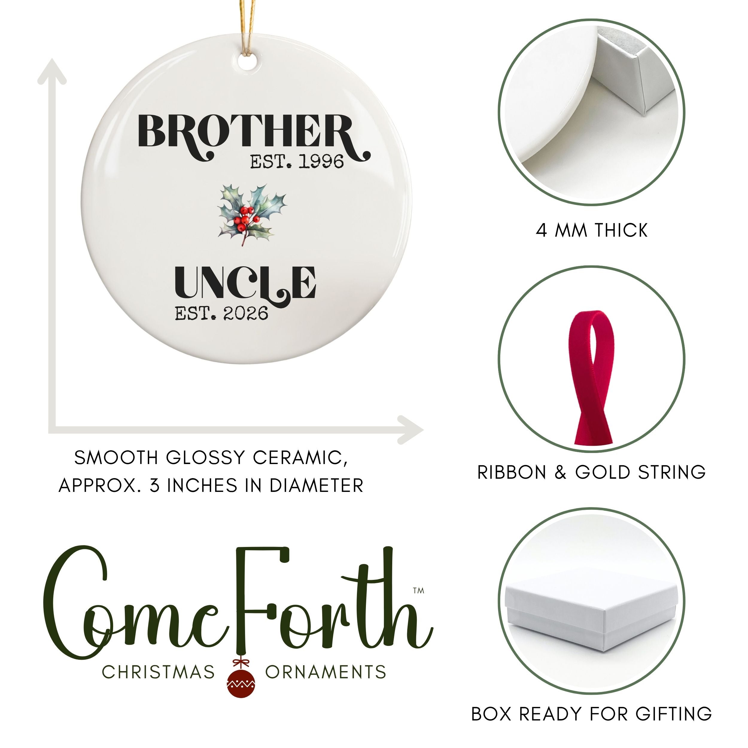 Promoted to Uncle Christmas Ornament, New Uncle Gift for Brother