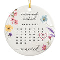 Wedding Date Ornament, Custom Married Calendar Wildflower Keepsake