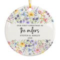 Wildflower Wedding Ornament, Our First Christmas Married