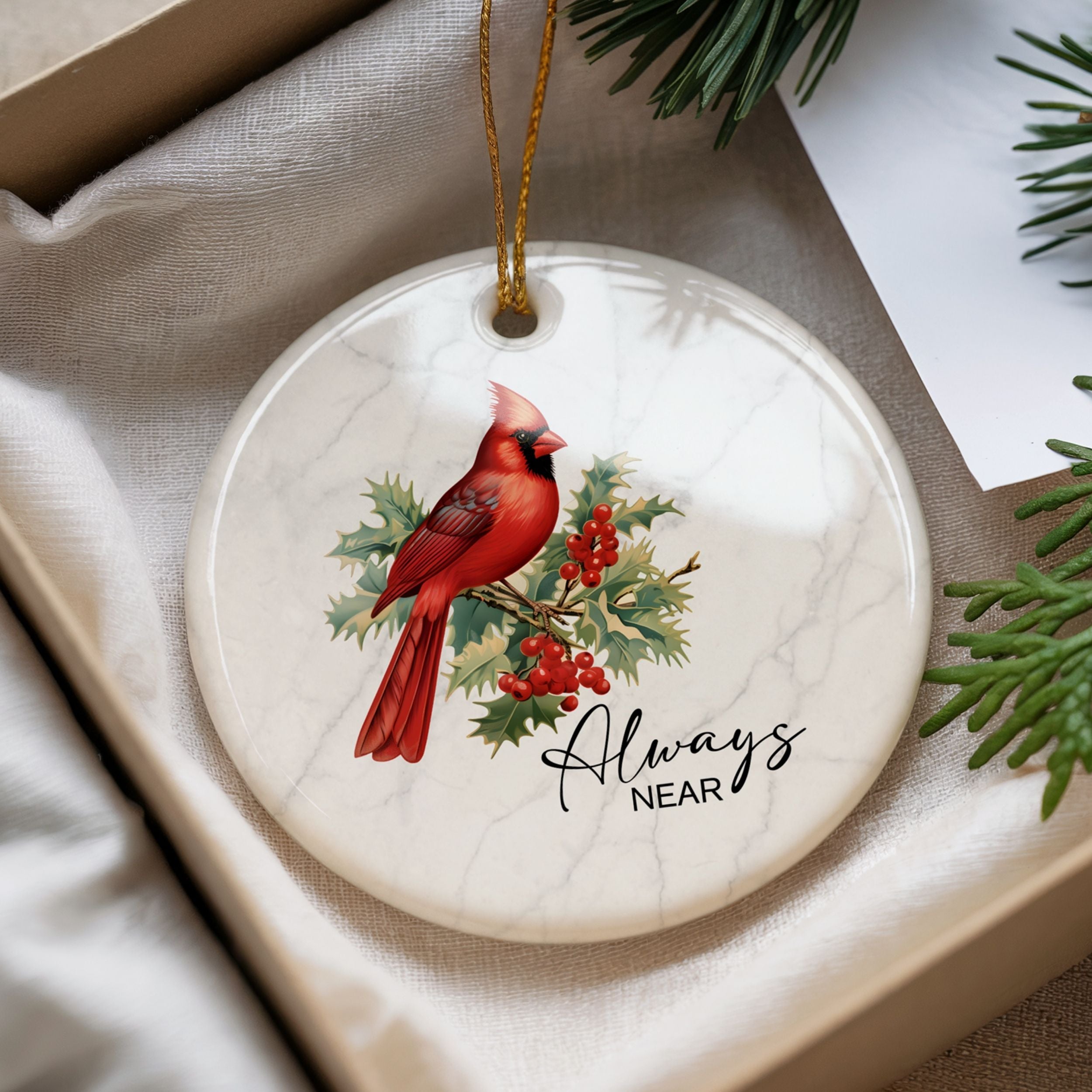 Cardinal Memorial Christmas Ornament, Funeral Sympathy Gifts, Wholesale Case of 4
