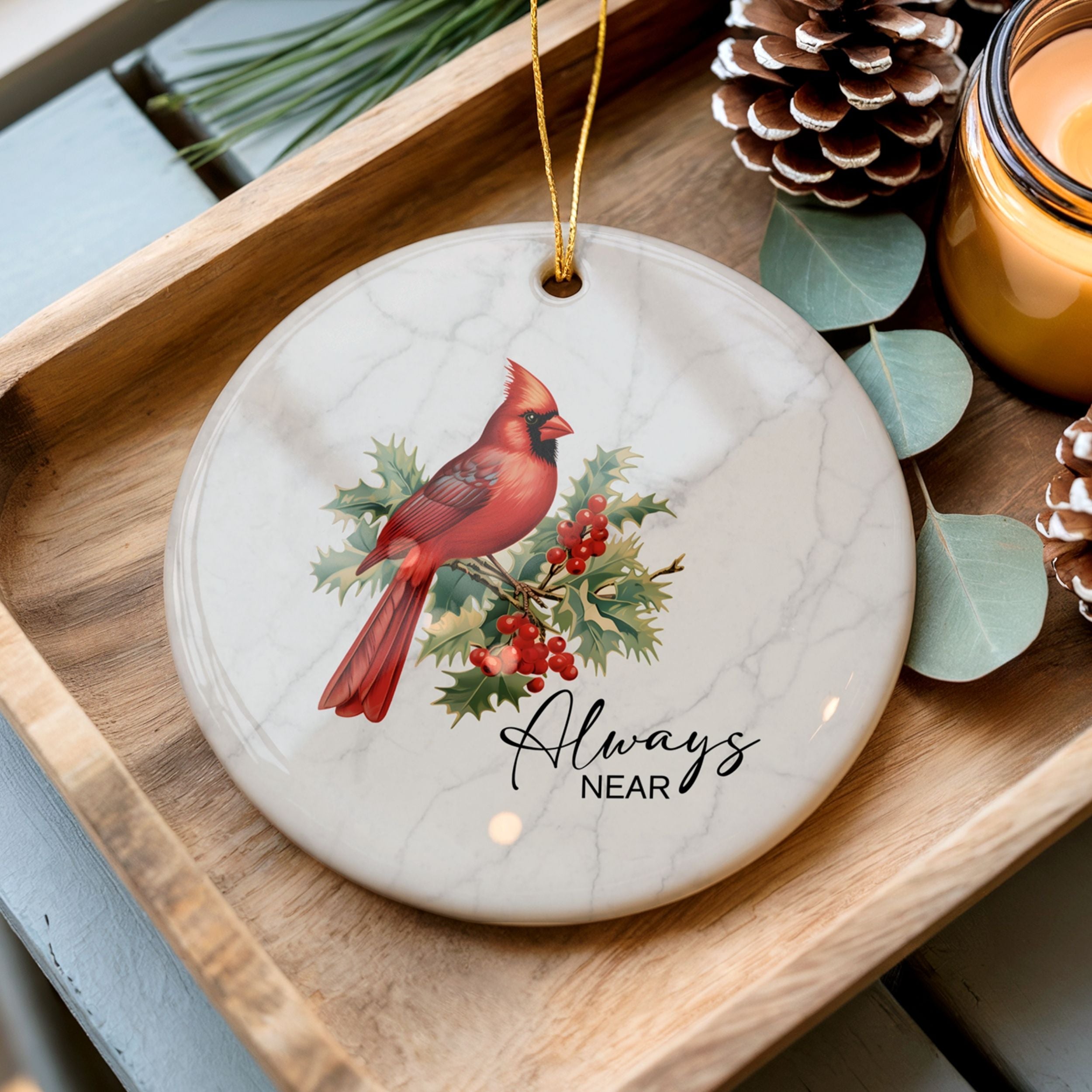 Cardinal Memorial Christmas Ornament, Funeral Sympathy Gifts, Wholesale Case of 4