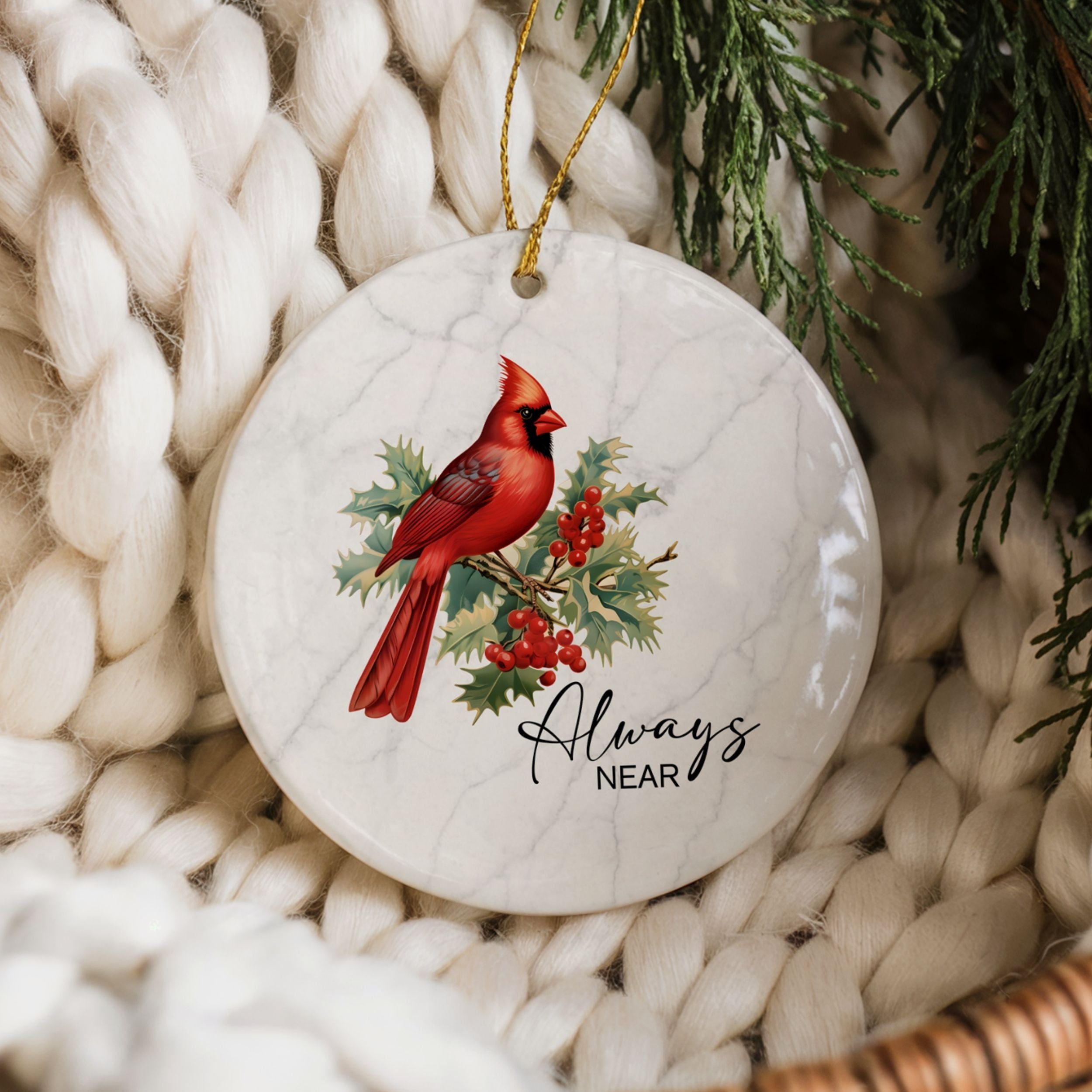 Cardinal Memorial Christmas Ornament, Funeral Sympathy Gifts, Wholesale Case of 4